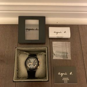 Agnes B Black Rose gold Watch | Unisex Chronograph Watch | Black Stainless watch